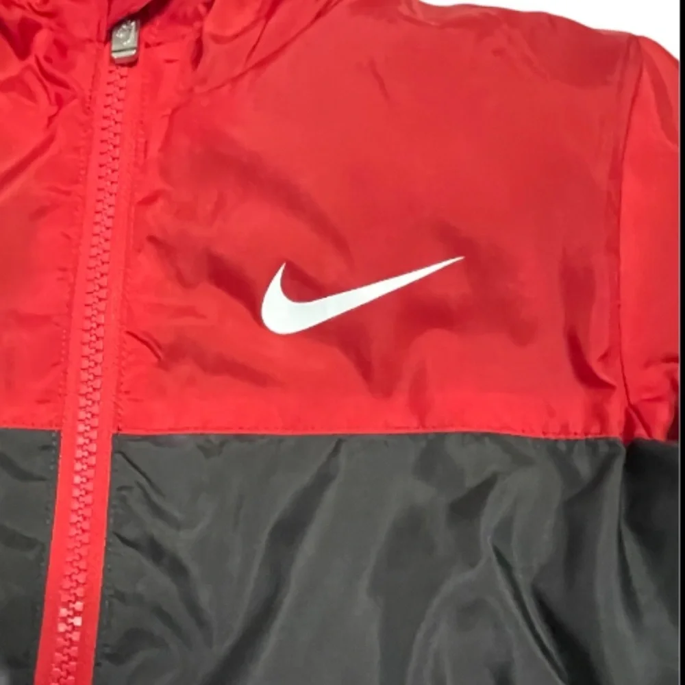 Nike Red and Black Fleece Lined Jacket with Hood